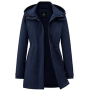 Wantdo Women's Hooded Raincoat Windproof Autumn Hiking Jacket for Daily Commute Camping Trips Navy L