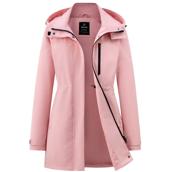 Wantdo Women's Short Waterproof Autumn Jacket Wind Resistant Removable Hood Rain Coat Outdoor Ski Jacket Pink XL