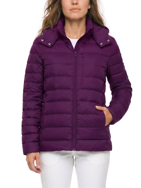 Women's Lightweight Puffer Jacket Insulated Puffer Coat Quilted Jacket Dark Purple S