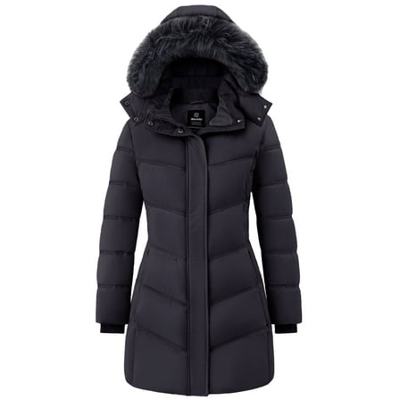 Wantdo Women's Winter Coat Insulated Winter Jacket Long Puffer Parka Jacket Snow Jacket Dark Gray M
