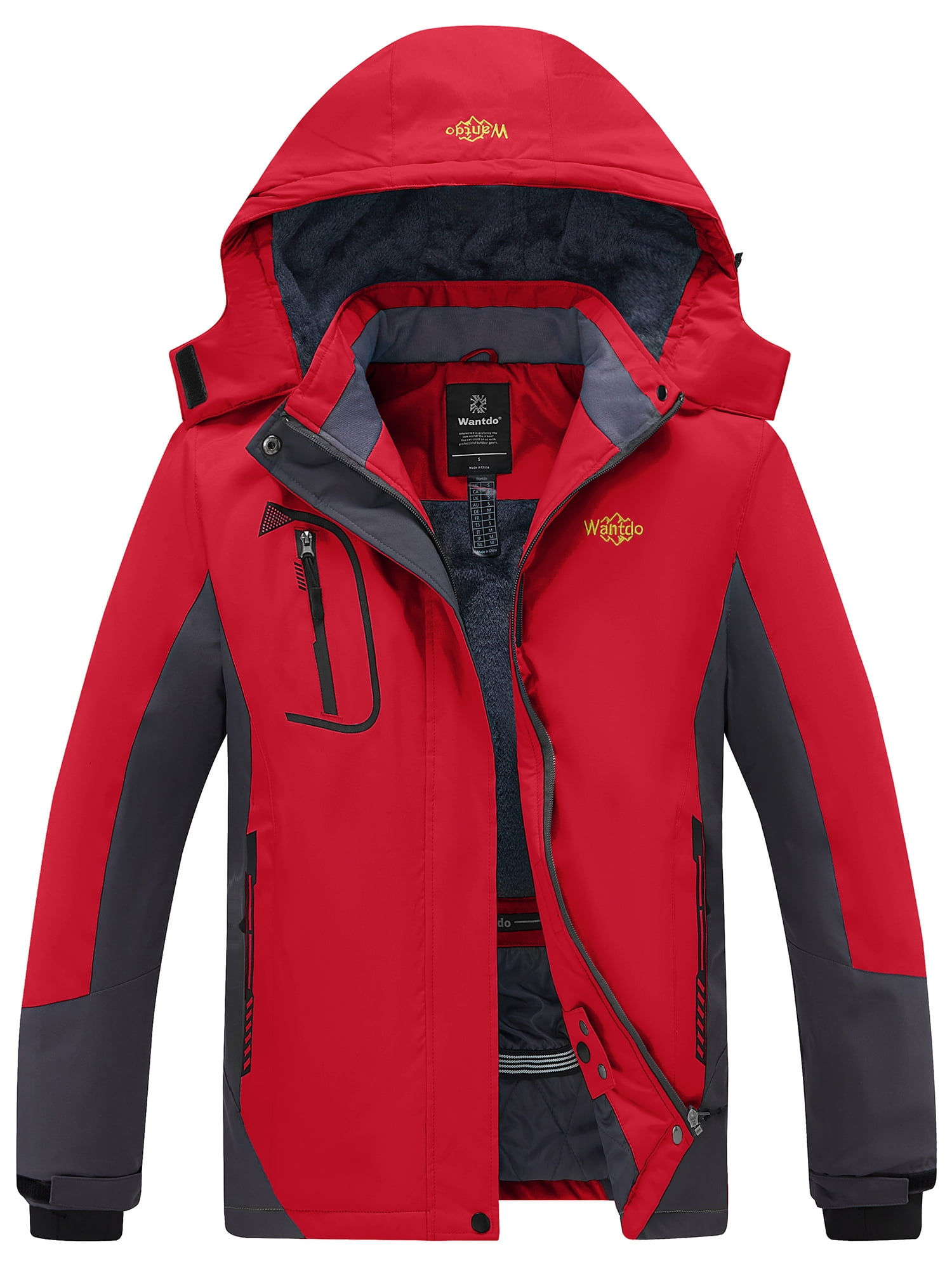 Wantdo Women's Mountain Waterproof Fleece Ski Jacket