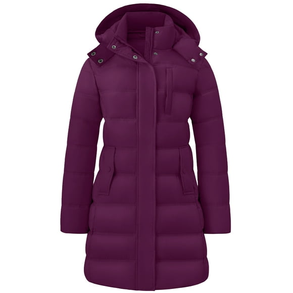Wantdo Women's Warm Spring Coat Waterproof Hooded Padded Lightweight Jacket for Travel Dark Purple M