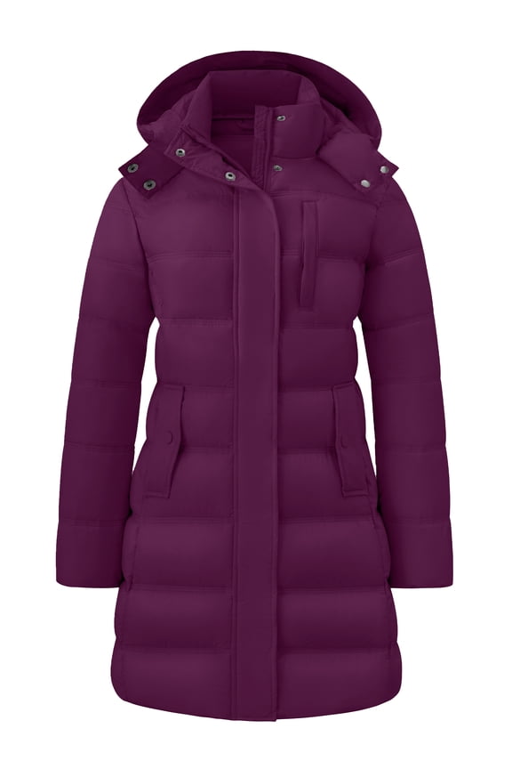 Women's Warm Spring Coat Waterproof Hooded Padded Lightweight Jacket for Travel Dark Purple M
