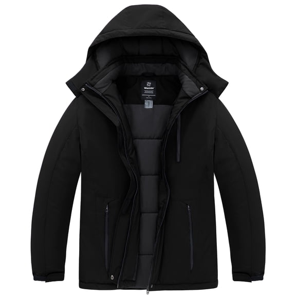 Wantdo Women's Plus Size Windproof Ski Mountain Jacket Waterproof Camping Raincoat with Removable Hood Black 3X