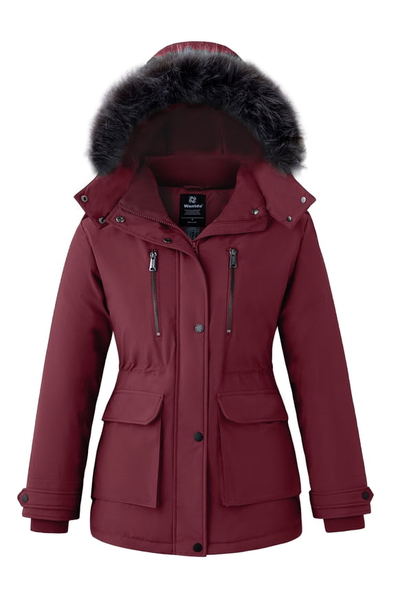 Women's Plus Size Coat Hooded Puffer Jacket Warm Thicken Quilted Winter Parka Jacket Wine Red 3XB