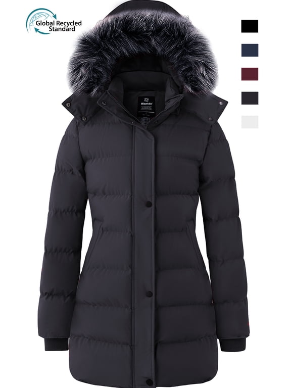 Women's Plus Size Coat Warm Winter Jacket Waterproof Winter Coat with Hood Dark Gray 2XL