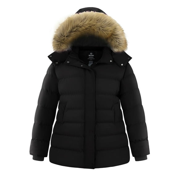 Wantdo Women's Plus Size Coat Waterproof Winter Coat Warm Parka Jacket Black 3X