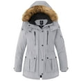 thumbnail image 1 of Wantdo Women's Plus Size Jacket Insulated Puffer Coat Winter Parka with Removable Hood Grey 4X, 1 of 9