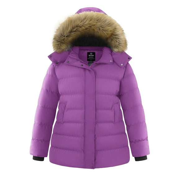 Wantdo Women's Plus Size Jacket Insulated Puffer Coat Winter Parka with Removable Hood