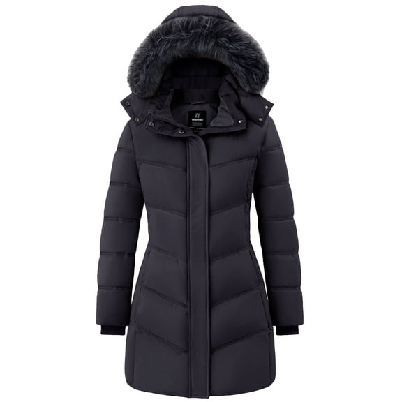 Wantdo Women's Plus Size Jacket Insulated Winter Coat Quilted Winter Parka Jacket Dark Gray 2XL
