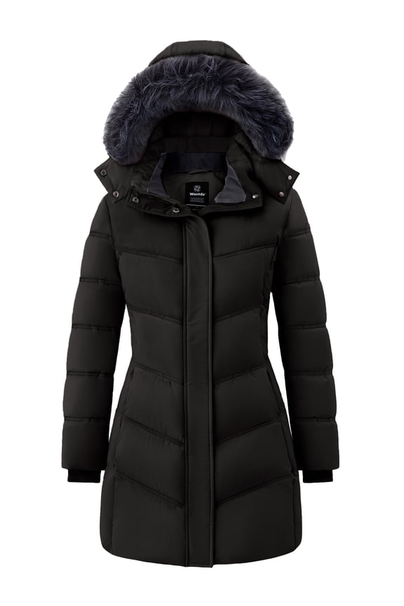 Women's Plus Size Jacket Padded Winter Coat Waterproof Winter Jacket Quilted Parka Black 3XL