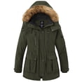 thumbnail image 1 of Wantdo Women's Plus Size Jacket Quilted Winter Jacket with Faux Fur Lined Hood Army Green 4X, 1 of 9