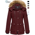 thumbnail image 1 of Wantdo Women's Plus Size Jacket Warm Winter Jacket Windproof Puffer Coat Wine Red XL, 1 of 11