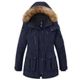 thumbnail image 1 of Wantdo Women's Plus Size Long Winter Puffer Coats Water-Repllent Thicken OverCoat Navy 2X, 1 of 9
