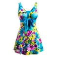 thumbnail image 1 of Wantdo Women's Plus Size One Piece Swimsuit Floral Printed Swimdress Skirtini Bathing Suit Lakeblueflower 18W-20W, 1 of 7