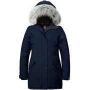 Wantdo Women's Plus Size Parka Winter Coat Waterproof Casual Puffer Jacket Warm Overcoat Navy 3X