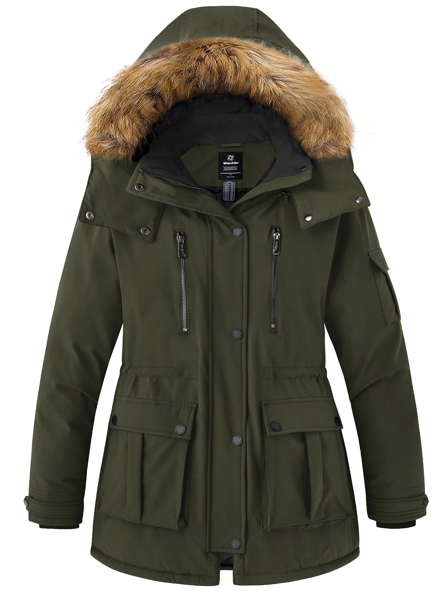 Wantdo Femme Parka Hiver à Capuche Fousse Fourrure Doublée En