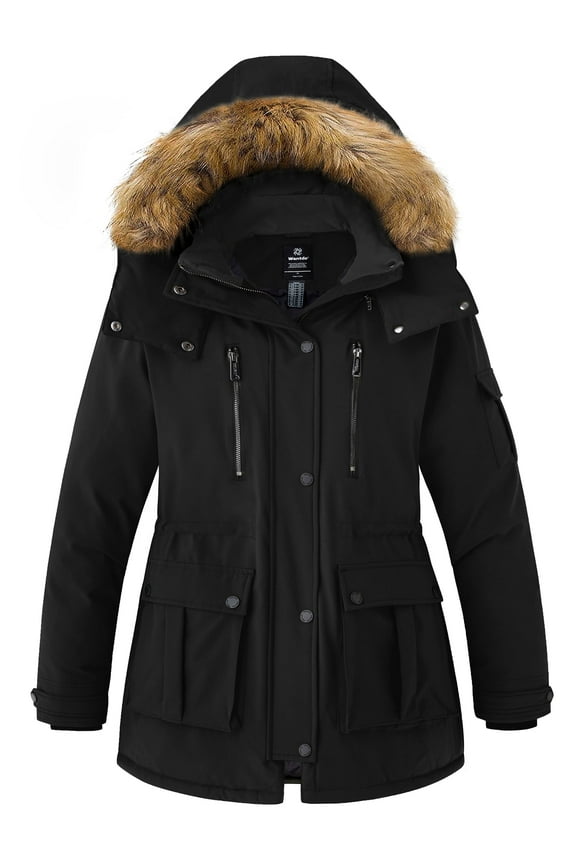 Women's Plus Size Puffer Jacket Quilted Winter Coat Warm Hooded Winter Jacket Black 4X