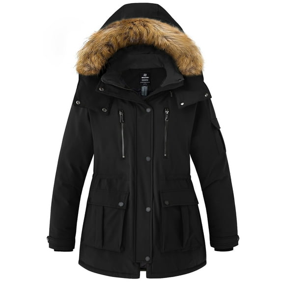 Wantdo Women's Plus Size Puffer Jacket Quilted Winter Coat Warm Hooded Winter Jacket Black 4X