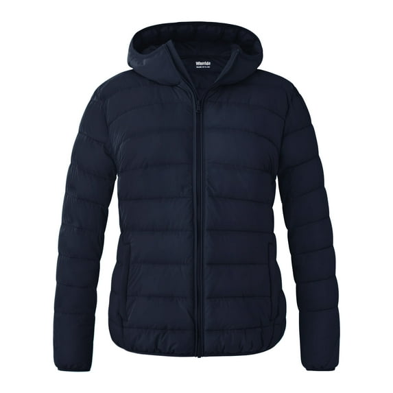 Wantdo Women's Plus Size Puffer Jacket Winter Bubble Coat Packable Parka Jacket Navy 4X