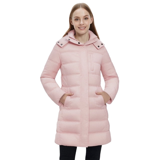 Wantdo Women's Plus Size Puffer Jacket Winter Windproof Insulated Hooded Coat with Breathable Lining Pink 3XL