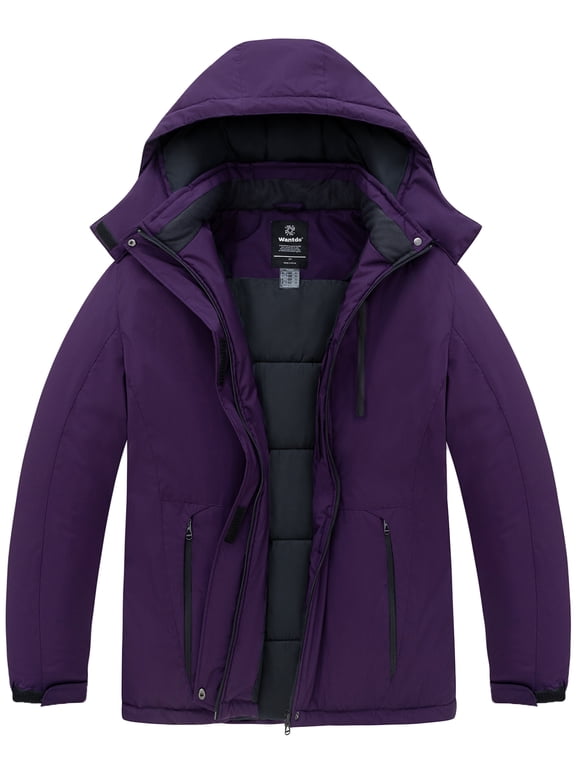 Women's Plus Size Snow Jacket Waterproof Windproof Ski Mountain Jacket Dark Purple 2X
