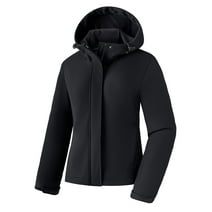 Wantdo Women's Plus Size Softshell Jacket Fleece Lined Hooded Soft Shell Jacket Windbreaker Black 3X