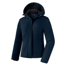 Wantdo Women's Plus Size Softshell Jacket Lightweight Fleece Lined Jacket Windbreaker Navy 4X