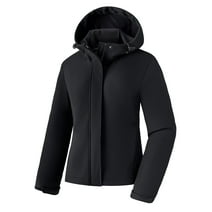Wantdo Women's Plus Size Softshell Jacket Waterproof Fleece Lined Soft Shell Jacket Hooded Coat Black 4X