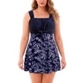 thumbnail image 1 of Wantdo Women's Plus Size Swim Dress Printed Swimsuit One Piece Swimwear Ruffled Swimdress Porcelain 22/24 Plus, 1 of 9