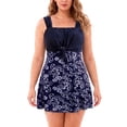 thumbnail image 1 of Wantdo Women's Plus Size Swim Dress Printed Swimsuit One Piece Swimwear Ruffled Swimdress Porcelain 22/24 Plus, 1 of 9