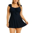thumbnail image 1 of Wantdo Women's Plus Size Swimsuit One-Piece Swimdress Tummy Control Swimwear Black 18/20 Plus, 1 of 9