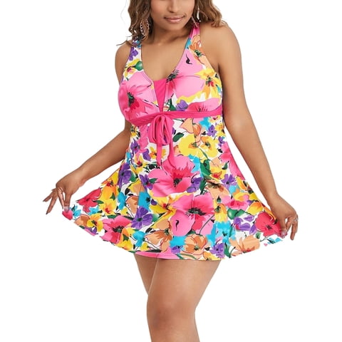Women's Plus Size Swimsuit One Piece Swimdresses Bathing Suits Rose Red 18/20 Plus