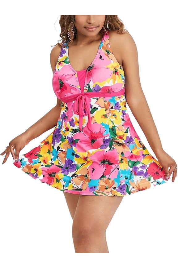Women's Plus Size Swimsuit One Piece Swimdresses Bathing Suits Rose Red 18/20 Plus