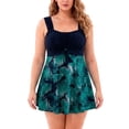 thumbnail image 1 of Wantdo Women's Plus Size Swimsuits One-Piece Swimdress Modest Bathing Suits Green Flower 18/20 Plus, 1 of 9