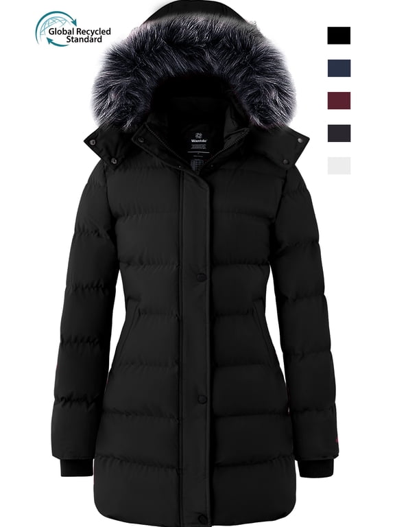 Women's Plus Size Winter Coat Quilted Winter Jacket Windproof Puffer Jacket Black 4X