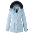 thumbnail image 1 of Wantdo Women's Plus Size Winter Coat Recycled Puffer Jacket Warm Thicken Parka Overcoat with Removable Hood Light Blue 2XL, 1 of 11