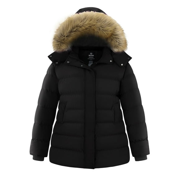 Wantdo Women's Plus Size Winter Coat Warm Puffer Coat Jacket Winter Cotton Coat Black 2X