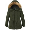 thumbnail image 1 of Wantdo Women's Plus Size Winter Coat Warm Puffer Jacket Hooded Puffy Coat Army Green 3X, 1 of 9