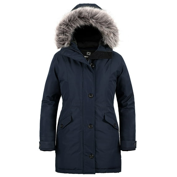Wantdo Women's Plus Size Winter Coat Warm Winter Parka Windbreaker Jacket Navy XL