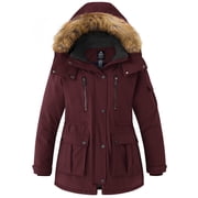 Women's Plus Size Winter Coat Waterproof Winter Jacket Warm Puffer Jacket Wine Red 3X