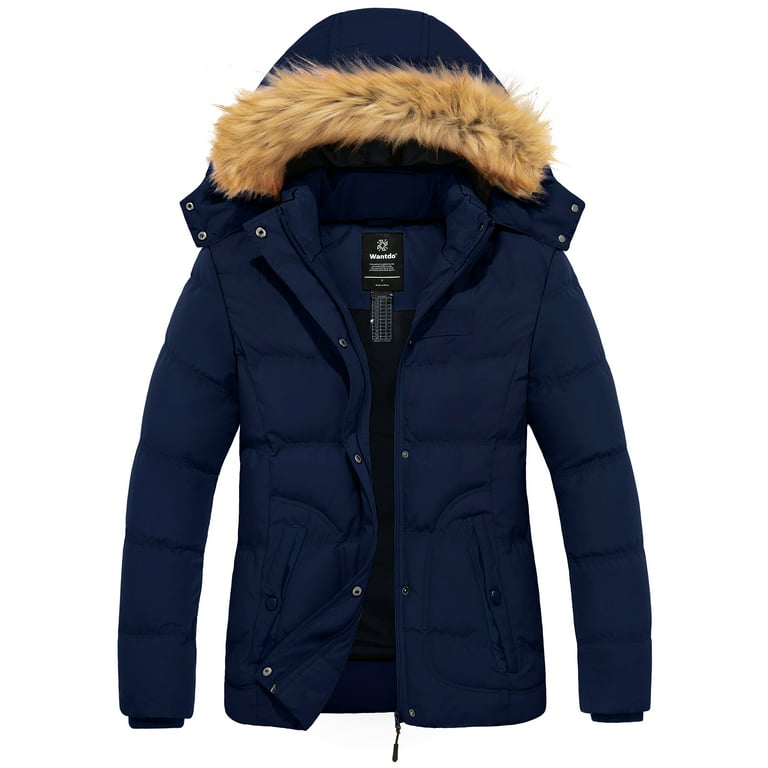 Wantdo Women's Plus Size Winter Coat Windproof Puffy Coat Quilted Puffer  Jacket Navy XL