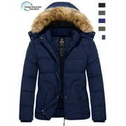 WANTDO Women's Plus Size Winter Coat Windproof Winter Jacket Quilted Puffer Jacket Navy XL