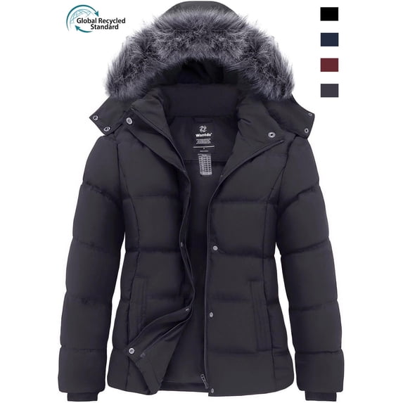 Wantdo Women's Plus Size Winter Coat Winter Puffer Jacket with Hood Windproof Puffy Coat Dark Gray 4XB