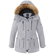 Wantdo Womens Plus Size Winter Jacket Waterproof Winter Coat Warm Puffer Jacket Grey 3X