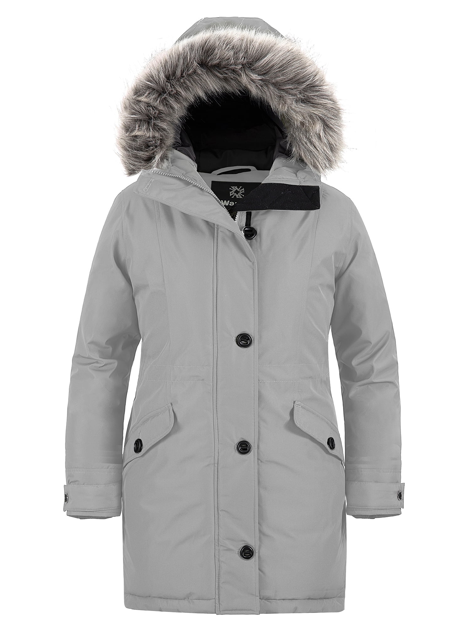 Warm plus size womens parka coats black print hooded pockets goose Down coat main image 0