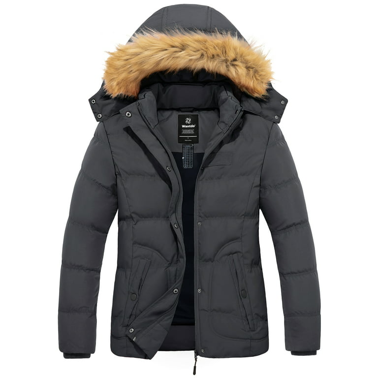 Winter Quilted L Gray Coats Women\'s Puffer Jacket Wantdo Dark Zip-up Waterproof Jacket