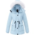 thumbnail image 1 of Wantdo Women's Puffer Jacket Quilted Winter Coat with Breathable Lining Warm Hooded Parka Jacket Light Blue M, 1 of 9