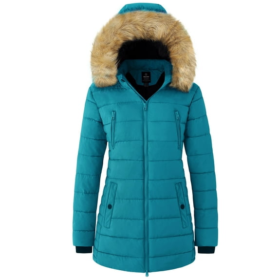 Wantdo Women's Puffer Jackets Insulated Winter Coat Thicken Outwear Puffer Coats Teal Blue S