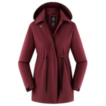 Wantdo Women's Raincoat Waterproof Trench Coat Lightweight Climbing Windbreaker Spring Jacket Wine Red M